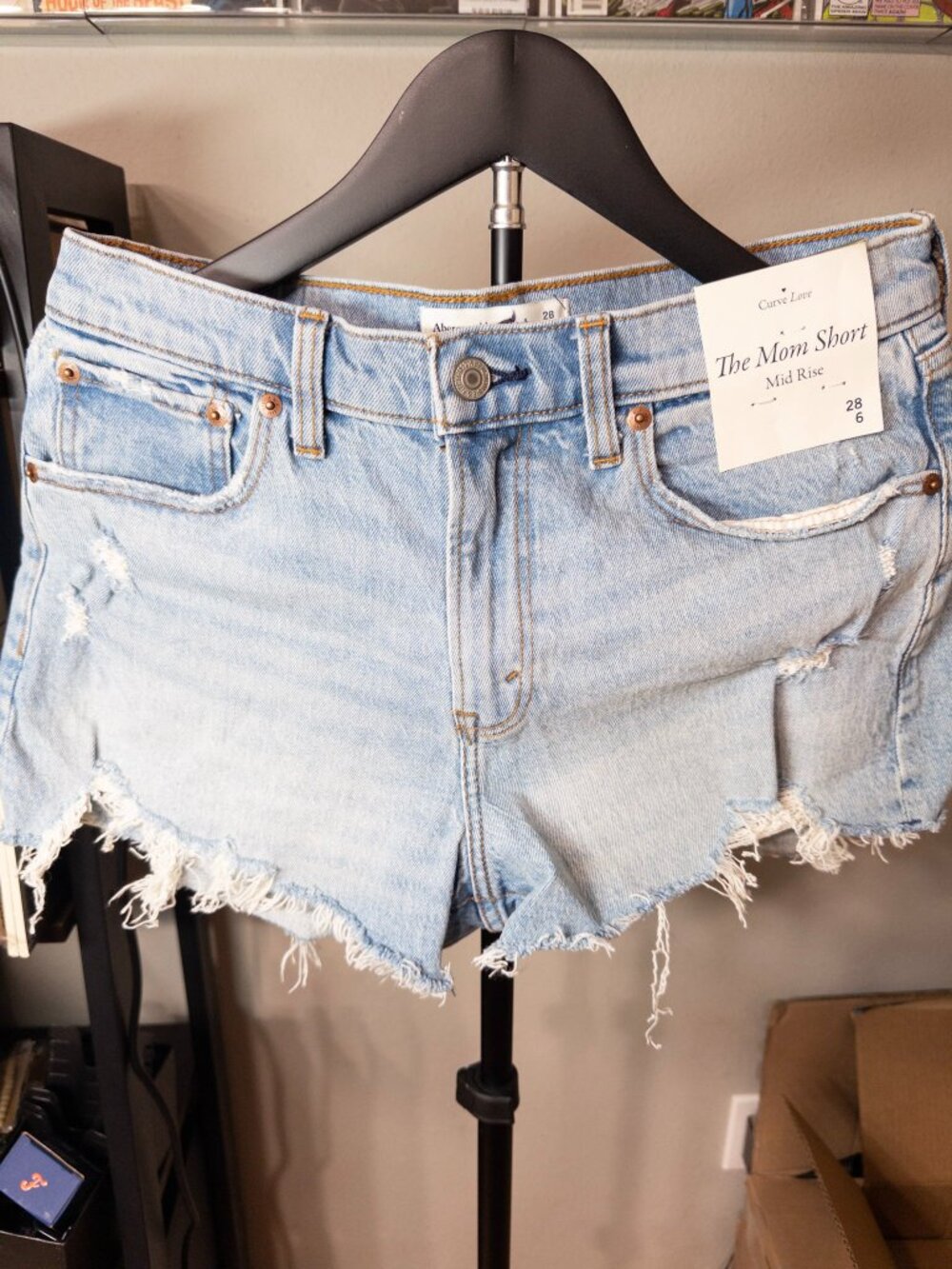 Abercrombie & Fitch Curve Love Mid Rise "The Mom Short" denim shorts